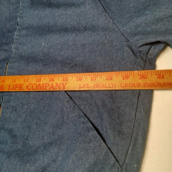 Vintage Walls Workwear Jacket S Blue Jean Denim Flannel Red Buffalo Plaid Lined - Picture 7 of 16